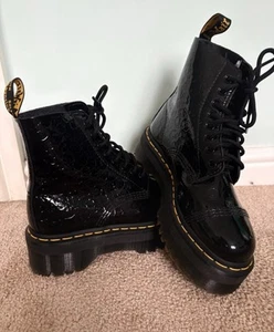 Dr. Martens Sinclair Leopard Embossed Patent Leather Chunky Platform Boots Uk 4 - Picture 1 of 11