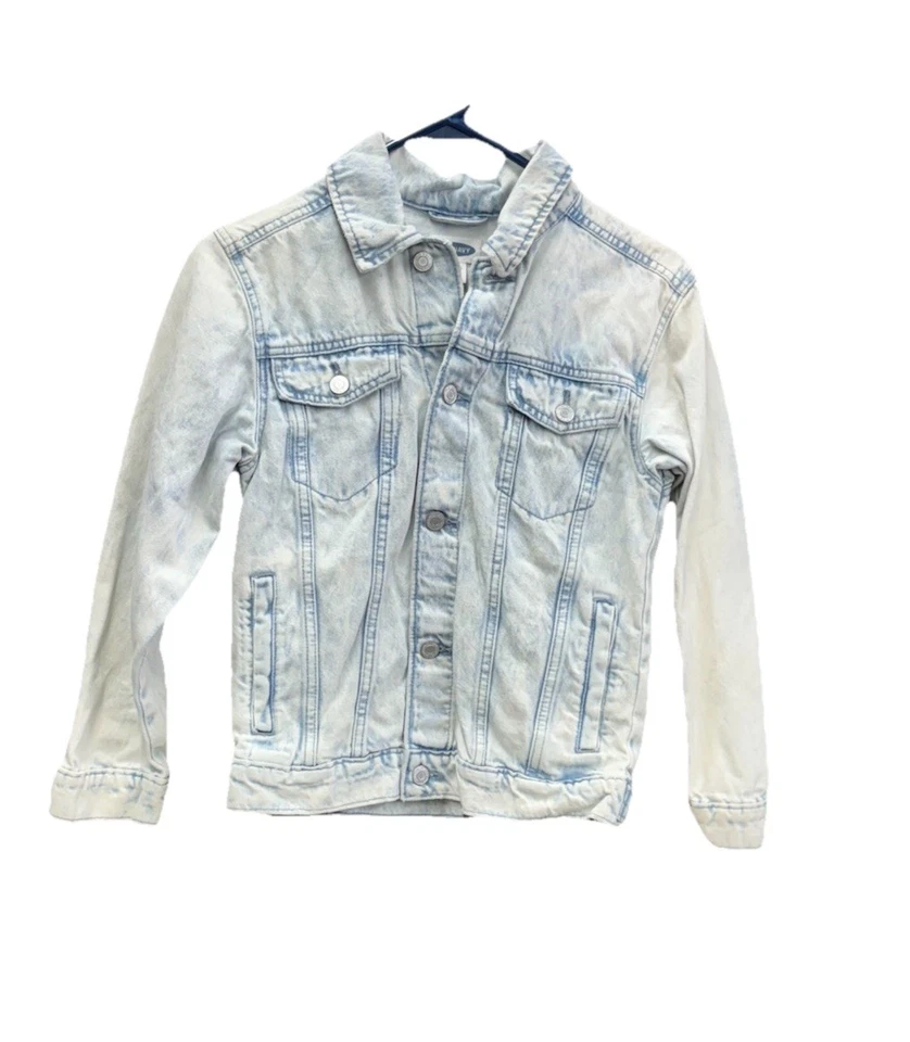 Chaqueta vaquera con botones Old Navy para niñas talla grande 10/12 lavado claro Foto 1 de 4
