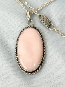 Sterling Anhänger 35 x 21 mm rosa Opal, 18" AK Kette & Verschluss Konder - Bild 1 von 3