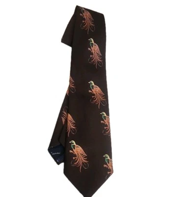Vintage Oleg Cassini Brown Pheasants Tie - Image 1 of 4