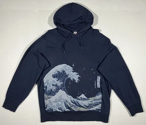 Uniqlo MFA Hoodie Herren XL Navy Blau Great Wave Hokusai Museum Kunstdruck Pullover - Bild 1 von 11