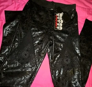 VampireFreaks DevilFashion Glossy Leggings Size Small Goth Alternative Pants - Picture 1 of 6