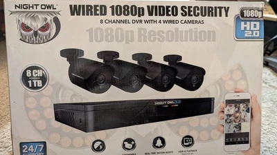 Night Owl 960H 1080p Sistema DVR de Video Seguridad 1TB, 8 Canales, 4 Cámaras ¡Nuevo!! Foto 1 de 4