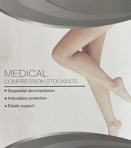 Medias de compresión médica venas varicosas muslo hasta punta abierta unisex grandes - Imagen 1 de 5