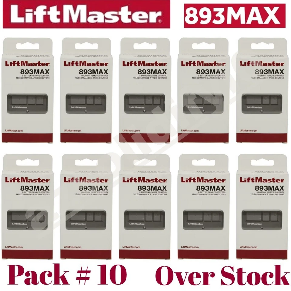 893MAX 3 Button LiftMaster Visor Remote Control Garage Door Opener PACK # 10 - Image 1 of 4