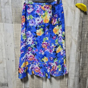 Vintage 90er blau Blumen Midi Rock Fee Landhaus Retro Frühling - Bild 1 von 3