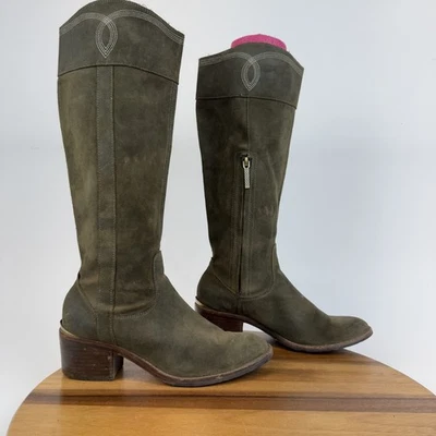 Womens Donald Pliner Willi Green Suede Knee High Heeled Riding Boots Size 7.5 M - Image 1 of 4