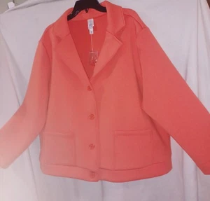 Scuba Knit Orange Blazer Wynne Layers 2X Button New W/O Tags - Picture 1 of 9