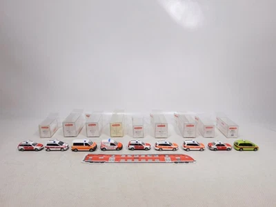Wiking 1:87 H0 9x VW Pompieri Fw Ambulanza Drk Berufsrettung Mint + Box #EG988-0 - Immagine 1 di 4