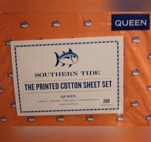 NUEVO JUEGO DE SÁBANAS SKIPJACK TALLA REINA SOUTH TIDE COLOR NARANJA, CORAL - Imagen 1 de 6