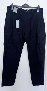 Marks and Spencer M&S Reg Fit Responsible Cotton Cargo Trousers 38 Long In Black - Picture 1 of 7