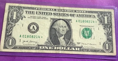 2017 DOLLAR BILL STAR NOTE THREE PAIRS A 0180 8214* - Image 1 of 2