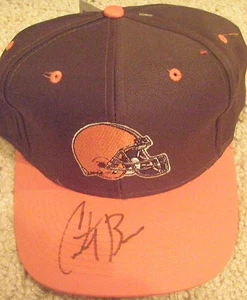 CLEVELAND BROWNS FOOTBALL COURTNEY BROWN AUTOGRAPHED SIGNED SNAPBACK LOGO HAT - Picture 1 of 2