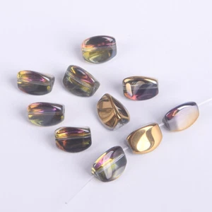 10pcs Triangle Twist 12x8mm Plated Crystal Glass Loose Beads For Jewelry Making - Picture 1 of 15