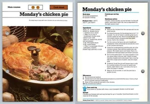Monday's Chicken Pie - Mains - Working Woman's 1980s Recipe Card - Picture 1 of 1