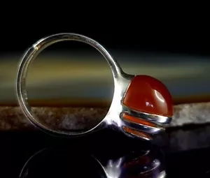 Ring Silber 835 Vintage Achat orange verstellbar ab 17 mm silver anello - Bild 1 von 6