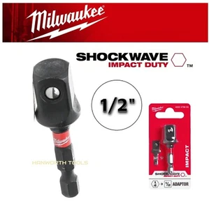 Adaptador de zócalo de onda de choque Milwaukee hexagonal de 1/4" a 1/2" pulgadas tuerca cuadrada de resistencia al impacto - Imagen 1 de 12