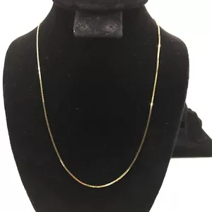 14K Yellow Gold 0.8mm wide Box Link Adjustable Chain Necklace 22” max. long 3.3g - Picture 1 of 12