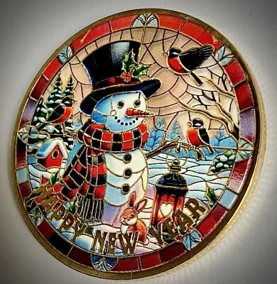 Muñeco de Nieve Navidad Feliz Año Nuevo - Vidrieras - Nuevo Foto 1 de 4