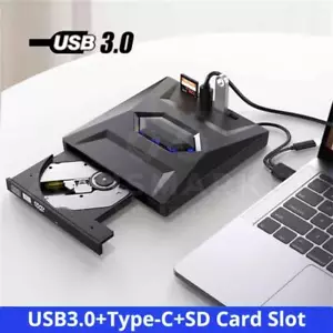 External CD DVD Drive USB 3.0 Writer Burner Player for PC Laptop Windows 10 11 - Picture 1 of 24