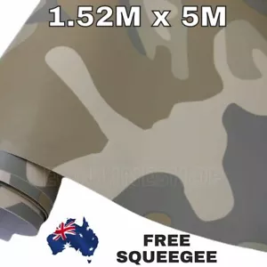 1.52M x 5M CAMOUFLAGE DESERT CAR VINYL WRAP FILM ROLL STICKER DECAL AIR RELEASE - Picture 1 of 2