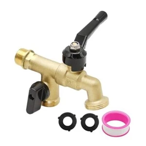 3/4 Inch Outdoor Frost-Resistant Double Taps Water Faucet, Wall-Mounted Garden - Picture 1 of 8