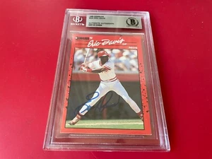 Tarjeta Donruss Eric Davis Reds 1990 firmada automática Beckett BAS losa - Imagen 1 de 2