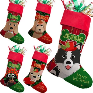 Personalised DOG Christmas Stocking Pet Xmas Puppy Treat Toy Bag - Picture 1 of 253