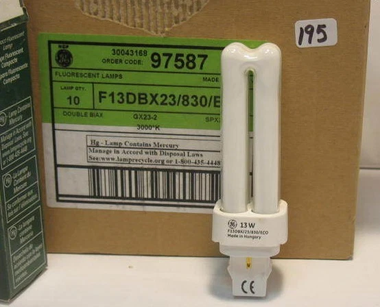 GE Lighting 13W Fluorescent Light Bulb, F13DBX23/830/ECO (#195) - Image 1 of 1