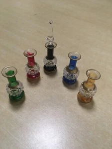 5 Egyptian Mini 5.5cm Perfume Bottles - just 1 stopper - different colours - Picture 1 of 3