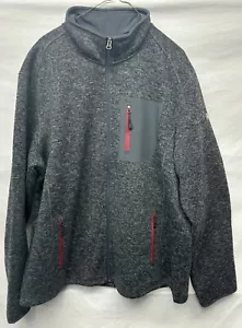 SWISS TECH XL/XG (46-48) Grey Marble Full Zip Sweater Jacket Thick W/Red Trim - Picture 1 of 12