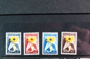 Niederlande Briefmarke Scott#B199-B202 Hände greifen nach Sonnenblume 1949 postfrisch L713 - Bild 1 von 1