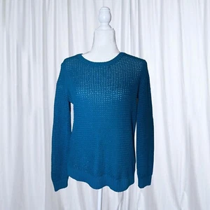 Teal A.N.A. Women's Knitted Blue Warm Sweater Cotton Blend Pullover Size S - Picture 1 of 6