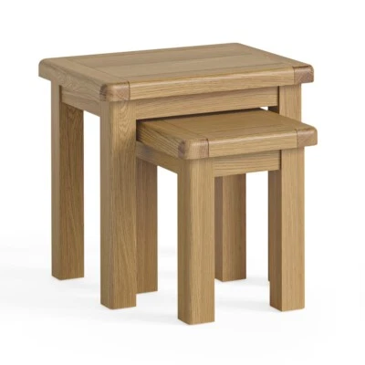 Chunky Oak Nest of Tables / Nest of 2 Tables / Nesting Tables - Image 1 of 4