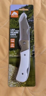 OZARK TRAIL 7 INCH IVORY FINISH FOLDING KNIFE WITH STAINLESS STEEL BLADE NEW! - Image 1 of 4