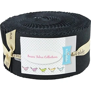 Confetti Cottons Riley Black Rolie Polie 40 2.5-inch Strips Jelly Roll Riley - Picture 1 of 2