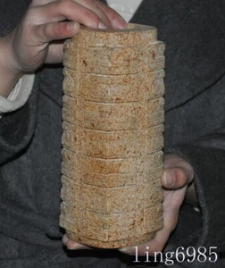 7.8"China Liangzhu culture old jade stone carved sacrifice jade cong yucong - Picture 1 of 10