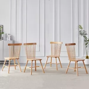 4pcs Windsor Solid Wood High Spindle Backrest Dining Chairs Dining Room Kitchen - Picture 1 of 10