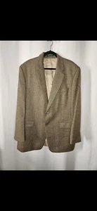 Vintage 90s Marshall Fields Tan Silk & 100% Wool Blazer Suit Jacket 3XL 48L - Picture 1 of 9