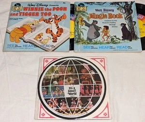 3X 45 Disney's IT'S A SMALL WORLD Picture Disc + JUNGLE BOOK + WINNIE THE POOH - Picture 1 of 12