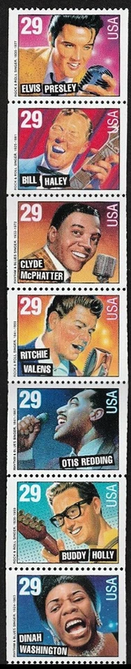 US 2731-2737 Rock & Roll Rhythm & Blues 29c pane (7 stamps) MNH 1993 - Image 1 of 1