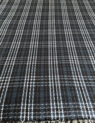 VHC, INC Colección Tejida Azul Cuadros Algodón Texturizado Flecos Manta 50x60 Foto 1 de 4