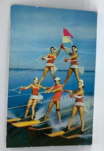 Postcard Water Skiing Cypress Gardens Acrobatics Florida H346 - Bild 1 von 2