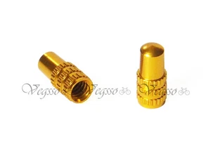 NEW TOKEN TK3292 ALLOY FRENCH TYPE PRESTA VALVE CAPS 2pcs, GOLD - Picture 1 of 6