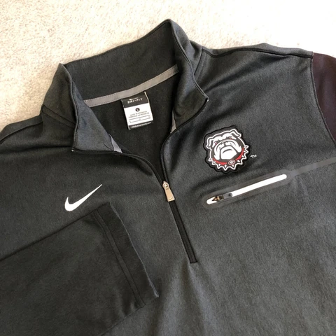 University of Georgia UGA Nike Mens L Dri-Fit 1/4 Zip Long Sleeve Pullover Shirt Cover