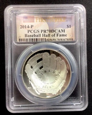 2014 P Baseball Hall Of Fame 1$ PCGS PR70DCAM! ENN Coins - Image 1 of 2