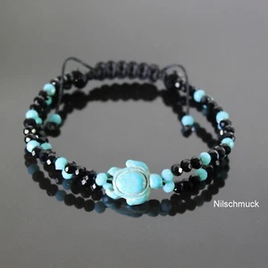 Pulsera de perlas de cristal de tortuga turquesa ajustable - Imagen 1 de 1