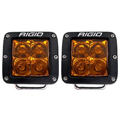 Rigid 20252 D-Series Amber PRO Spot Square LED Lights Pair Kit Black Aluminum - Image 1 of 4