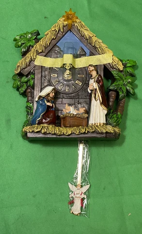 Collection ETC musical nativity wall clock # 40776- open box Cover