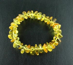 Amber Bracelet On Rubber Natural Amber Lithuania Unisex Gift Jewelry - Picture 1 of 5